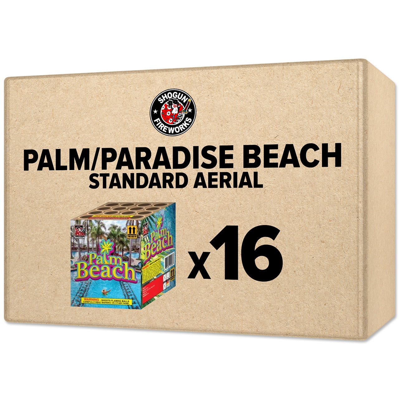 Palm/Paradise Beach 16 Shot Standard Aerial Standard Aerial Cakes (Up to 200 Grams)