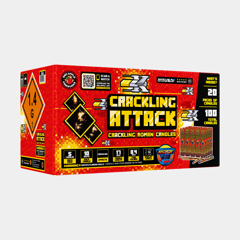 Crackling Attack⢠10 Shots Roman Candles Standard Roman Candles