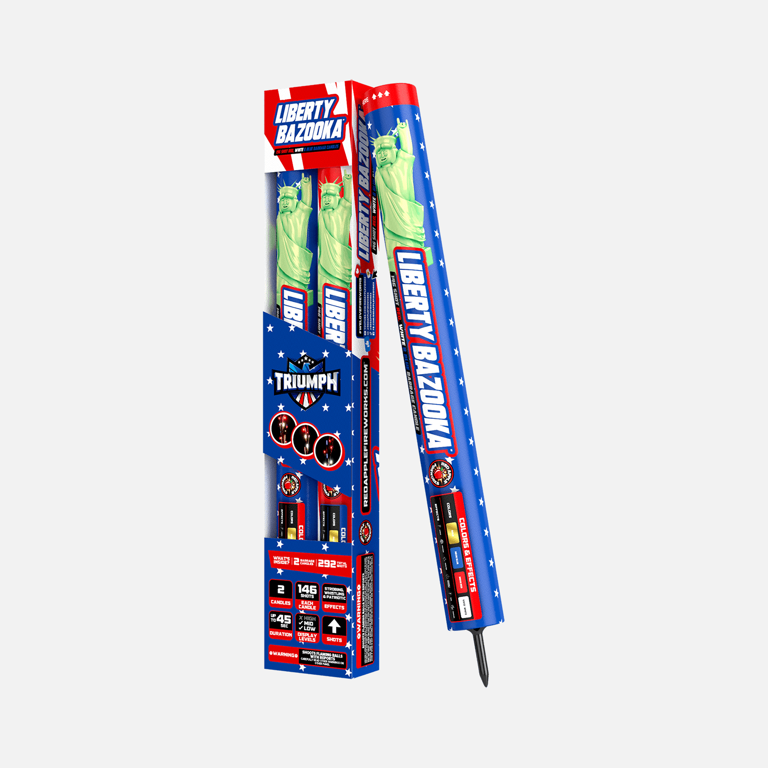 Liberty Bazooka™ 146 Shots Red, White & Blue Barrage Candle Barrage Candles