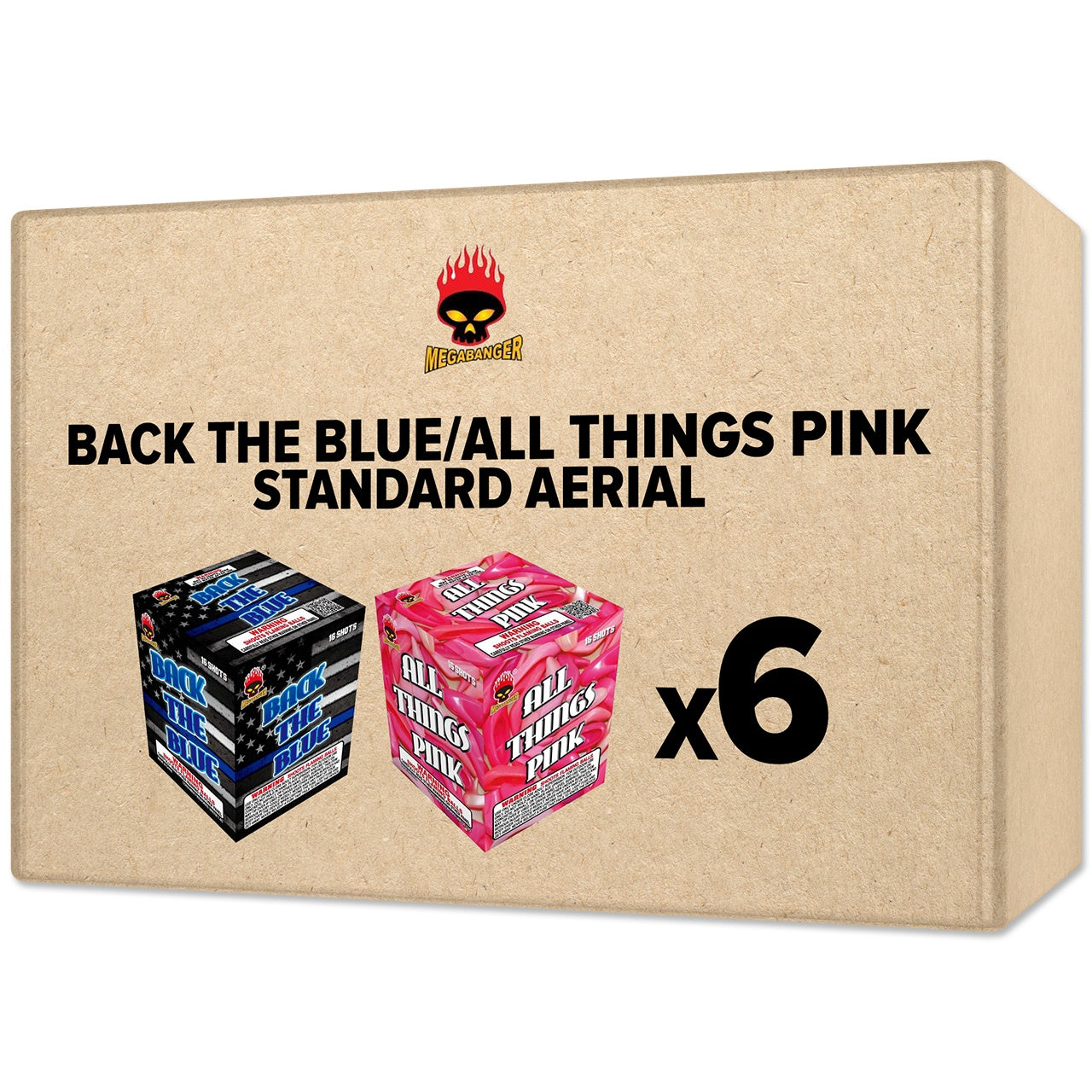 Back The Blue/All Things Pink 16 Shot Standard Aerial Standard Aerial Cakes (Up to 200 Grams)