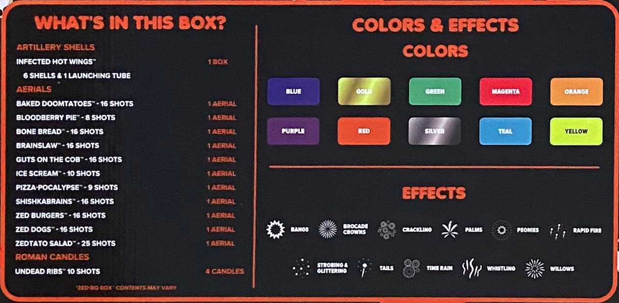 Zed-BQ™ BOX 210 Shot Fireworks Sampler®