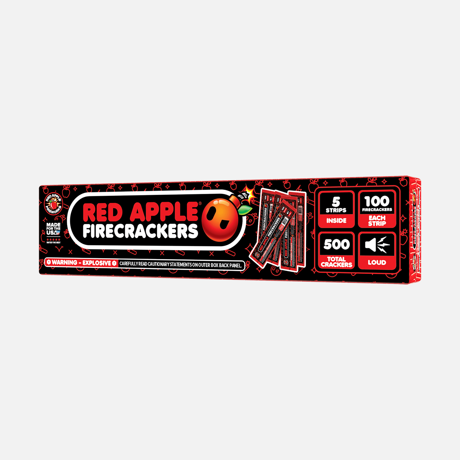 Red AppleĀ® Bombs 100 Strip Flash Crackers Firecracker Rolls and Strips