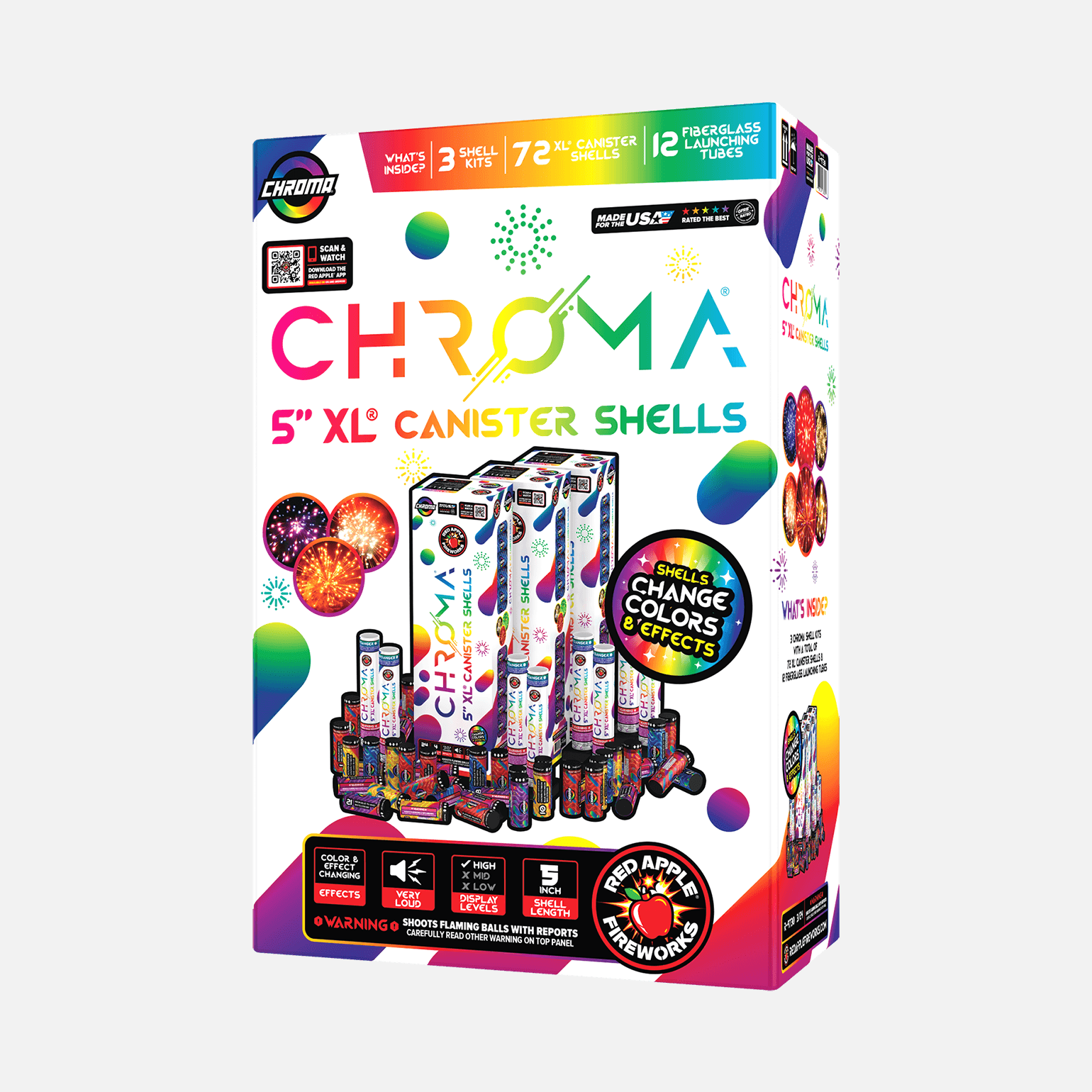 COLOR-CHANGING Chroma® 24 Shot 5 Inch XL® Canister Shells Canister Shell Kits