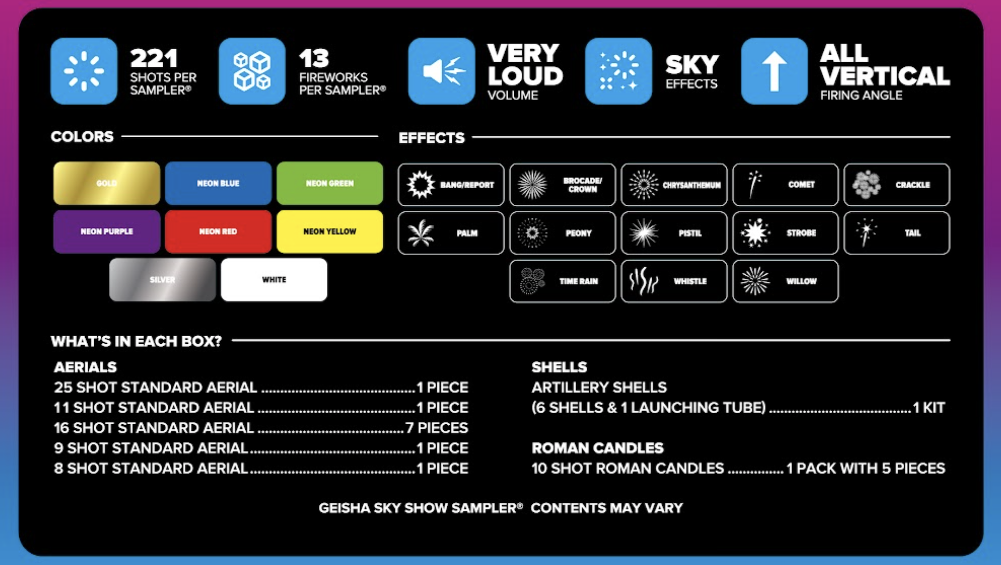 Geisha® Sky Show Samplers™