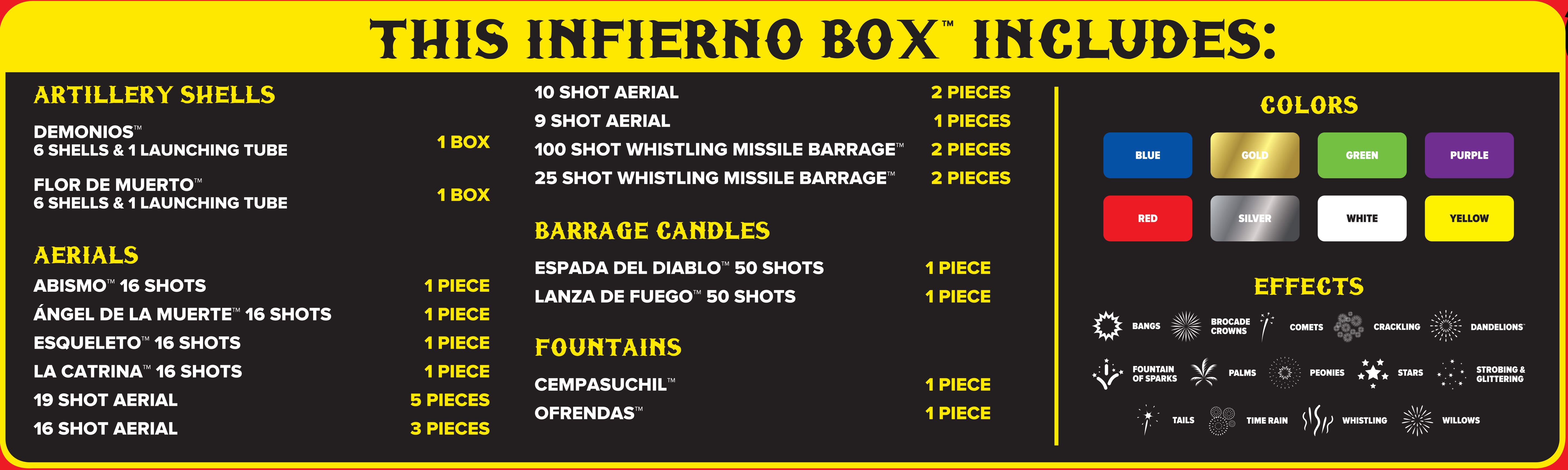 Infierno™ Box 697 Shot Fireworks Sampler®