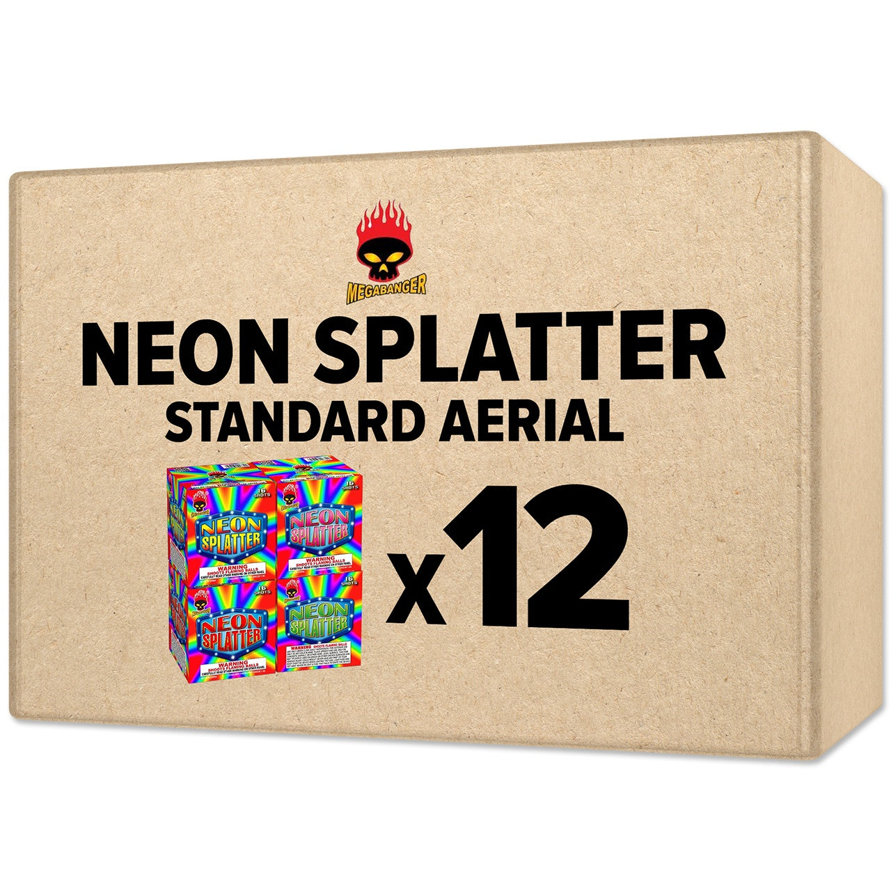 Neon Splatter 16 Shot Standard Aerial Standard Aerial Cakes (Up to 200 Grams)