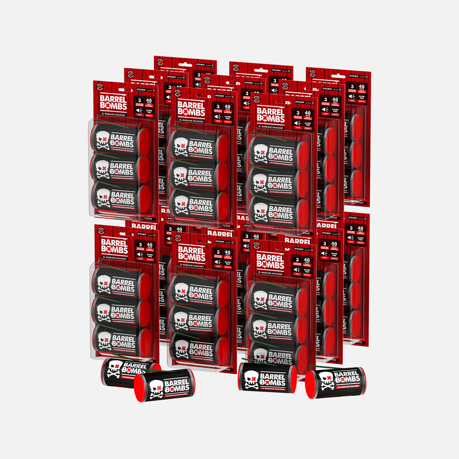 Barrel Bombs® 40 Shot XL® Barrage Crackers Barrage Firecrackers