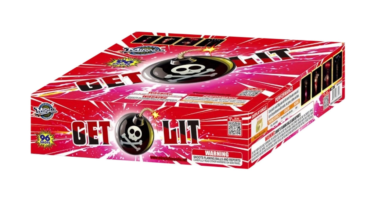 96 Shot Get Lit Aerial Cakes Standard Aerial Cakes (Up to 200 Grams)